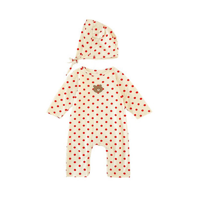 Sanlutoz Autumn Baby Girls Boys Rompers Pöttyös Little Bear Todder Uniszex kombiné aranyos kalappal
