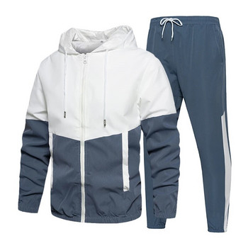 Ανοιξιάτικο φθινόπωρο ανδρικές φόρμες casual σετ Ανδρικά Joggers Αθλητικά με κουκούλα Μπουφάν+παντελόνι 2 τεμαχίων Σετ Hip Hop Running Sports suit 5XL