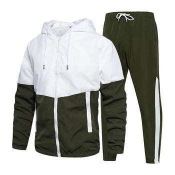Ανοιξιάτικο φθινόπωρο ανδρικές φόρμες casual σετ Ανδρικά Joggers Αθλητικά με κουκούλα Μπουφάν+παντελόνι 2 τεμαχίων Σετ Hip Hop Running Sports suit 5XL