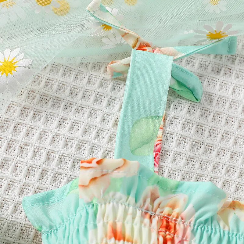 Прохождащи бебета, момичета, лятна сладка рокля, рокля без ръкави на принцеса, флорални мотиви, детска пачка, абитуриентска рокля, прашка, многослойна торта, рокля, дрехи