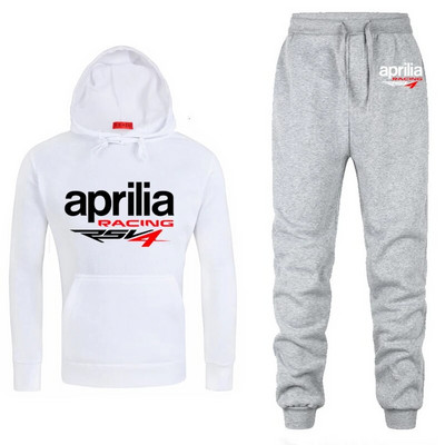 Мъжки спортен костюм с качулка Aprilia Racing RSV4 с принт Ежедневен суичър с качулка+панталон 2 бр. Комплект руно Висококачествено спортно облекло за джогинг