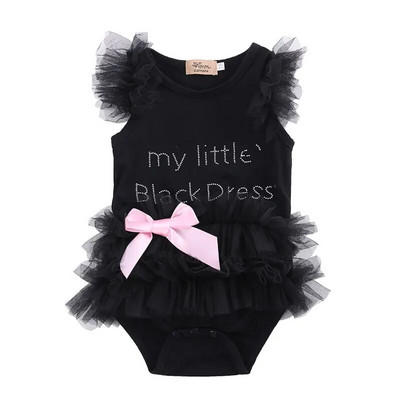 0-18 hónapos Baby Girls My Little Black Dress Csipke Body Rump újszülött csecsemőknek Lányoknak Ujjatlan Jumpsuits Princess