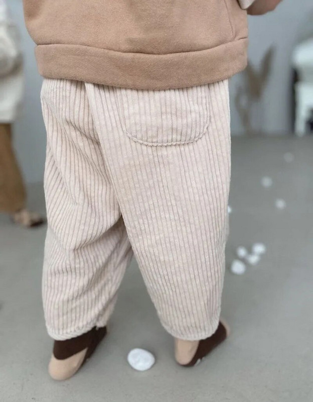 3588B Корейски бебешки панталони 2022 Есен Зима Подплатени панталони от рипсено кадифе Момчешки панталони Памучни кръпки Развлечение Репички Панталони Ежедневни панталони за момиче