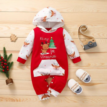 Ma&Baby 0-12M My 1st Christmas Newborn Infant Baby Boys Gampsuit Cute Deer Car Print Sleeve Romper Коледен костюм D84