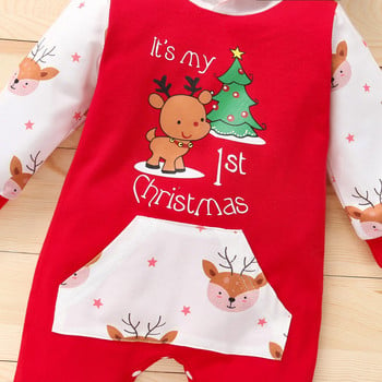 Ma&Baby 0-12M My 1st Christmas Newborn Infant Baby Boys Gampsuit Cute Deer Car Print Sleeve Romper Коледен костюм D84