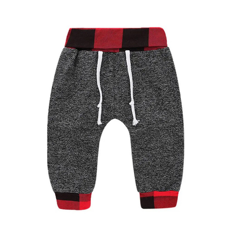 Есенен комплект дрехи за бебе момче 0-3 години Детски карирани горнища с дълъг ръкав и качулка Суичъри Панталони Ежедневни екипи за малки деца Анцузи