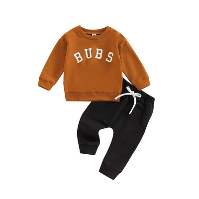 Citgeett Autumn Toddler Baby Fiúk Lányok Öltöny Szett Betűs Nyomtatott Hosszú ujjú Felsők+ Felkötős nadrágok Őszi ruhák