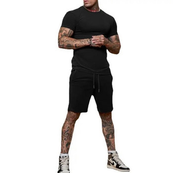 Ανδρικά μπλουζάκια & σορτς Σετ αθλητικές φόρμες για άνδρες προπόνηση Casual Sports Slim Fit Bodybuilding καλοκαιρινά σετ ρούχων
