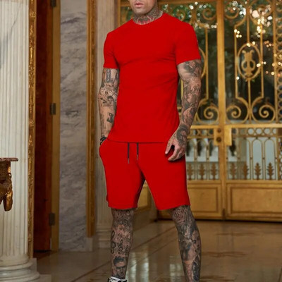Muški kompleti majica i kratkih hlača Trenirke za muškarce Ležerni sport Slim Fit Bodybuilding Ljetni setovi odjeće