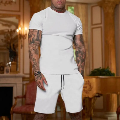 Férfi póló- és rövidnadrág szettek Tréningruha férfiaknak edzés Alkalmi sportok Slim Fit testépítés nyári ruha szettek