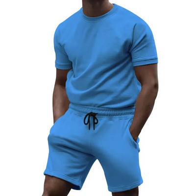 Férfi póló- és rövidnadrág szettek Tréningruha férfiaknak edzés Alkalmi sportok Slim Fit testépítés nyári ruha szettek