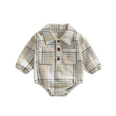 Ma&Baby 0-24M karácsonyi újszülött csecsemők kisfiúk kockás kockás mintás jumpsuit játszóruha őszi tavaszi hosszú ujjú tipegő ruhák