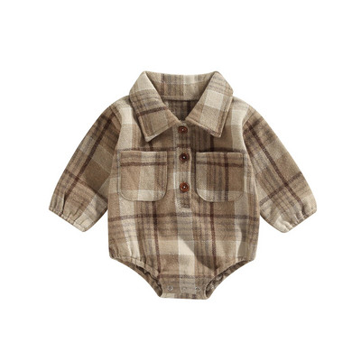 Ma&Baby 0-24M karácsonyi újszülött csecsemők kisfiúk kockás kockás mintás jumpsuit játszóruha őszi tavaszi hosszú ujjú tipegő ruhák