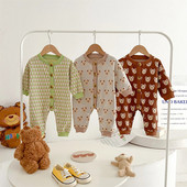 7268 Baba Jumpsuit 2023 Őszi divat Bear Fiú egyrészes ruhák Gombok Hegymászó Ruhák 0-3 éves Gyerekruhák