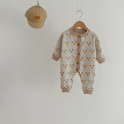 7268 Baba Jumpsuit 2023 Őszi divat Bear Fiú egyrészes ruhák Gombok Hegymászó Ruhák 0-3 éves Gyerekruhák
