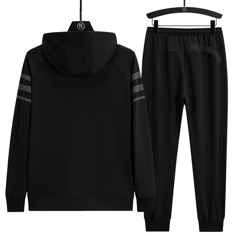 Жилетка с качулка + панталон Анцуг Мъжки комплект от 2 части Пролет Есен Мъжки свободен костюм Streetwear Спортни джоггери Спортни панталони Костюм Мъжки