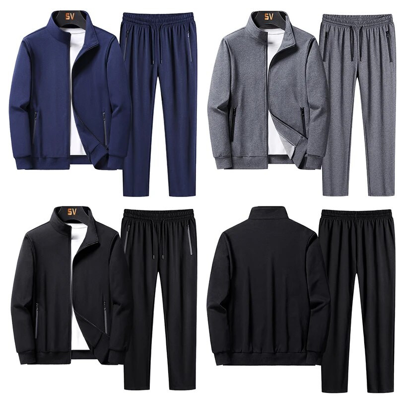 Пролет Есен Мъжки Ежедневни Спортни Джогери Анцузи Комплекти Мъжки Спортни Анцузи Фитнес Костюми Комплекти от 2 Части Мъжки Плюс Размер 8XL
