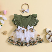 Ma & baby 0-24 Bulan bayi perempuan baru lahir, baju terusan putri motívum bunga tüll bordir Jumpsuit pesta ulang tahun balita D06