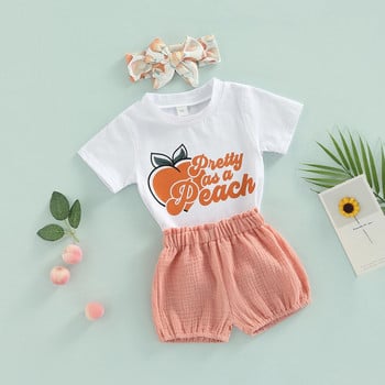 Ma & Baby 0-24M Комплект Baju Bayi Perempuan Bayi Baru Lahir Тениска Lucu Musim Panas Atasan Celana Pendek Pakaian Balita Perempuan D01