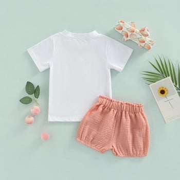 Ma & Baby 0-24M Комплект Baju Bayi Perempuan Bayi Baru Lahir Тениска Lucu Musim Panas Atasan Celana Pendek Pakaian Balita Perempuan D01