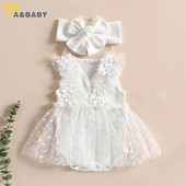 Ma & baby 0-24 bulan Romper bayi perempuan, baju terusan renda motif bunga kain Tule untuk pesta ulang tahun pernikahan musim panas d06