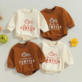 ma&baby 0-24M Halloween Újszülött Kisgyermek Kisfiú Lány Romper Letter Töknyomat Hosszú ujjú Jumpsuit játszóruha jelmezek