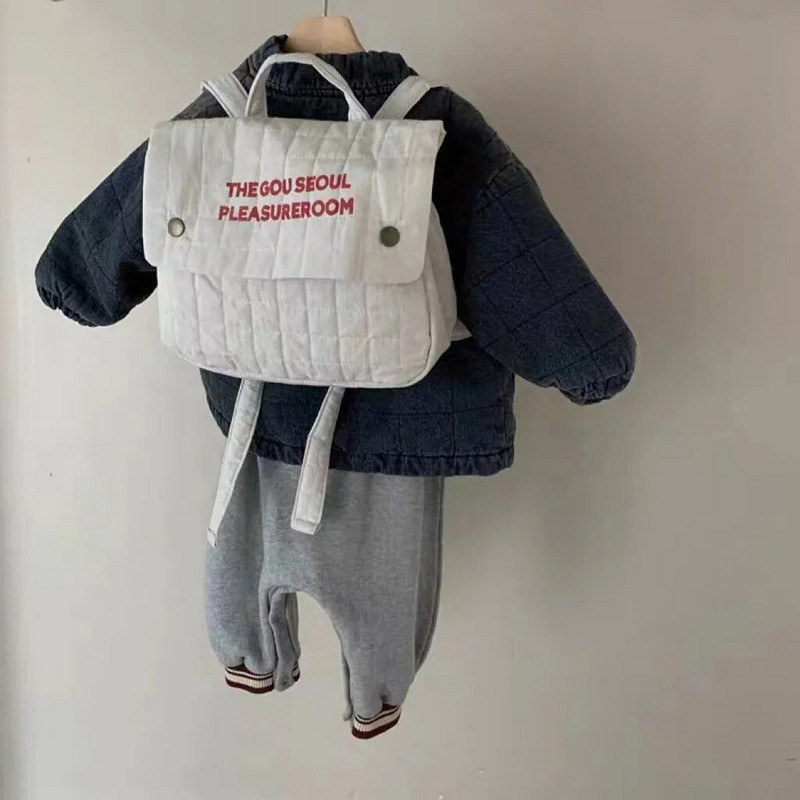 7704 Корейски бебешки гащеризон 2023 Есен Нова мода Едно парче дрехи за момчета Трикотажни дрехи с кръгла яка Ежедневни дрехи за катерене