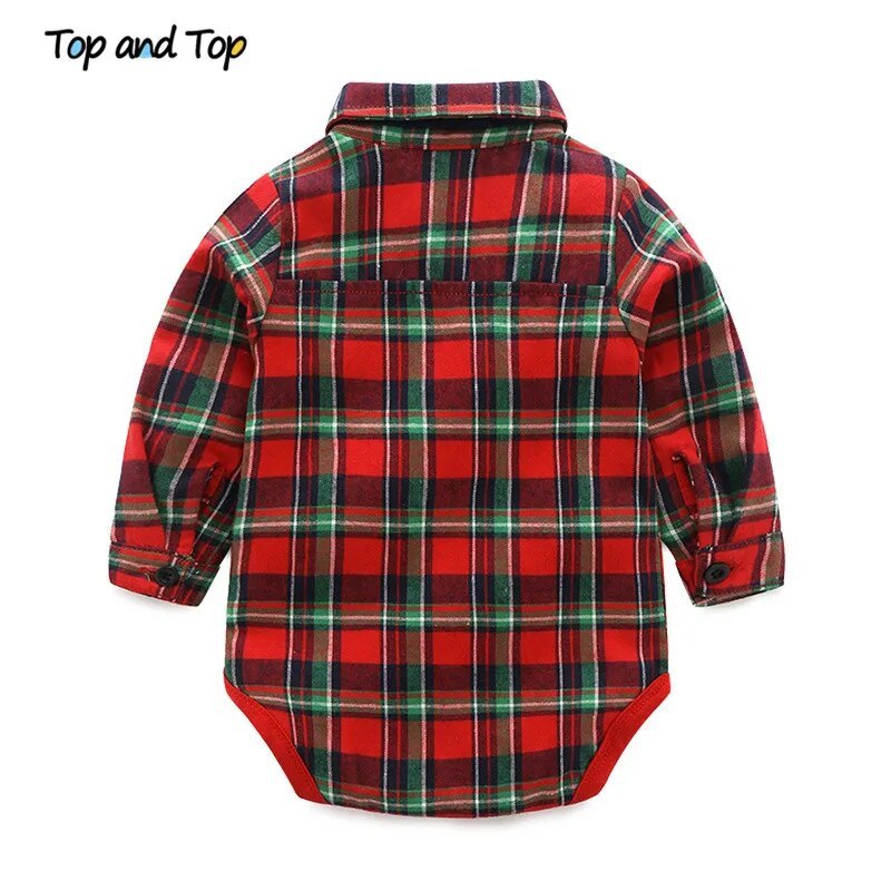 Gornji i gornji dio Proljetna pamučna džentlmenska odjeća za dječake Kompleti odjeće Karirani dugi rukavi Kravata Košulja Hlače Hlače na tregere