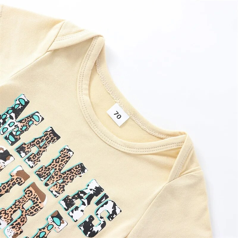 Ljetni kombinezoni za novorođenčad za djevojčice od 3 kom Ljetne dječje hlače kratkih rukava Set traka za glavu s kravljim uzorkom