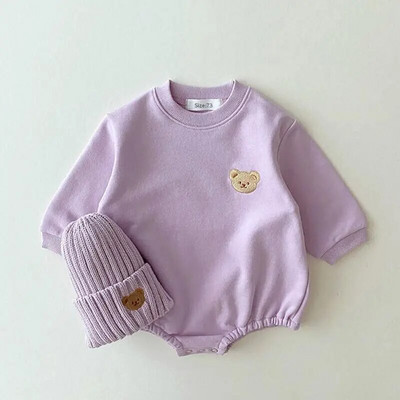 Korea Baby Sweatshirt Romper Dječaci Proljeće Jesen Mekani Bodi dugih rukava Pamuk Bear Djevojčice Kombinezoni Majice s kapuljačom Top Outwear