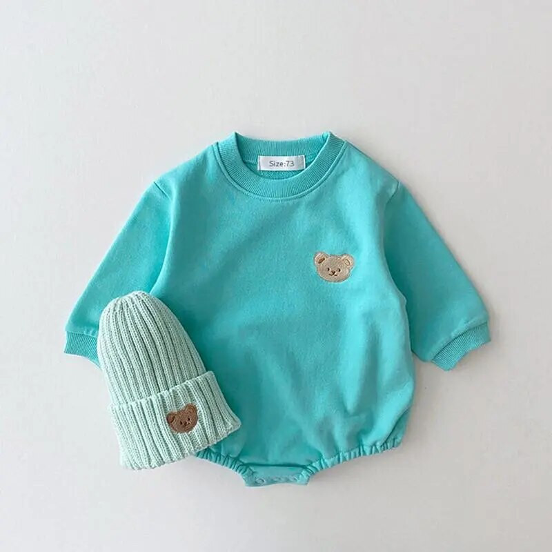 Korea Baby Sweatshirt Romper Dječaci Proljeće Jesen Mekani Bodi dugih rukava Pamuk Bear Djevojčice Kombinezoni Majice s kapuljačom Top Outwear