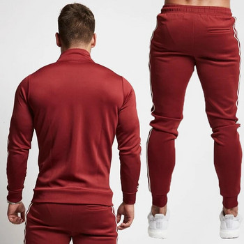 Ανδρική φόρμα αθλητική φόρμα αναψυχής Βαμβακερή βάση γιακάς Ζακέτα παντελόνι δύο τεμαχίων γυμναστικής προπόνηση τρεξίματος Αθλητικά ρούχα