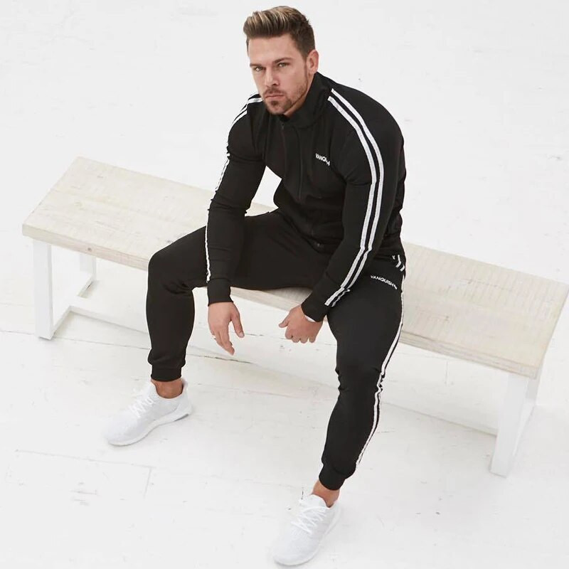 Muška trenerka Sportsko odijelo za slobodno vrijeme Pamučni kardigan sa samostojećim ovratnikom Kaput Hlače Dvodijelni Sportska odjeća za trening trčanja