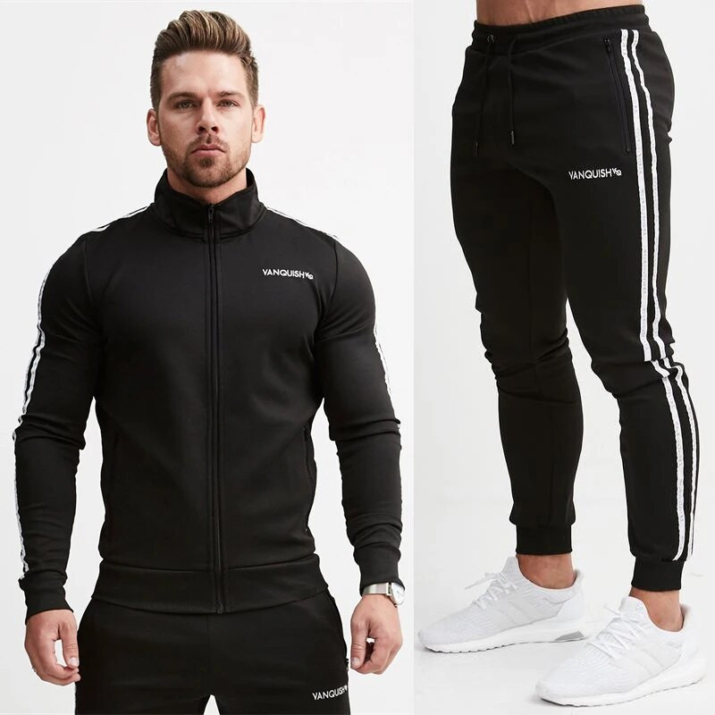 Muška trenerka Sportsko odijelo za slobodno vrijeme Pamučni kardigan sa samostojećim ovratnikom Kaput Hlače Dvodijelni Sportska odjeća za trening trčanja