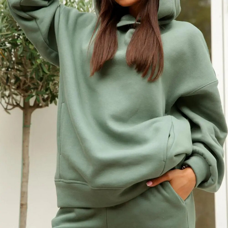 Zimska ženska trenirka Komplet 2 komada majica s kapuljačom Trening Sportsko odijelo za trčanje u teretani Sportska odjeća Odijelo za fitness