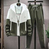 Ανδρικές αθλητικές φόρμες Casual Hoodies Σετ Άνοιξη 2023 Νέα Ανδρικά Σακάκια+Παντελόνια Σετ δύο τεμαχίων Hip Hop Streetwear Sports Suit Patchwork