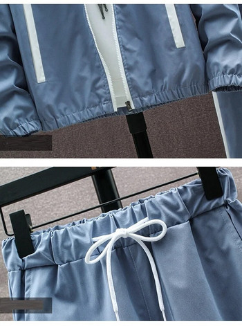 Мъжки анцуг Ежедневни комплекти суичъри 2023 Пролет Нови мъжки якета+панталони Комплекти от две части Хип-хоп Streetwear Спортен костюм Пачуърк