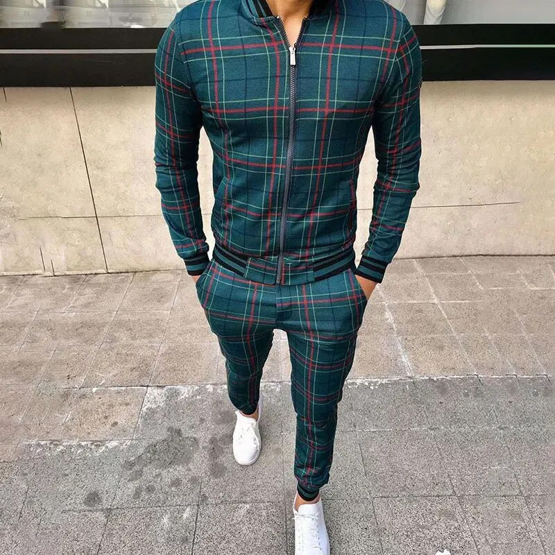 Nova karirana trenirka za muškarce 2023. 3D print Muška jakna + hlače Komplet od 2 dijela Sportska odjeća Sportsko odijelo za teretanu Ležerna modna muška odjeća