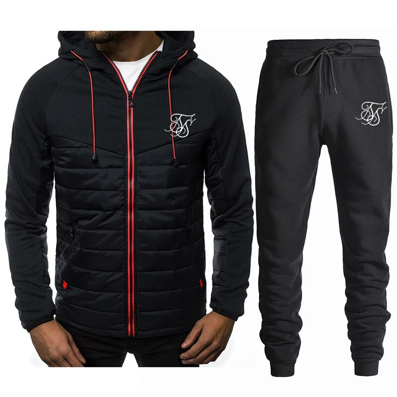 SIK SILK 2023 Мъжко палто Топло бизнес ежедневно суичър Палто с цип+панталон Мъжки спортен пуловер през есента и зимата