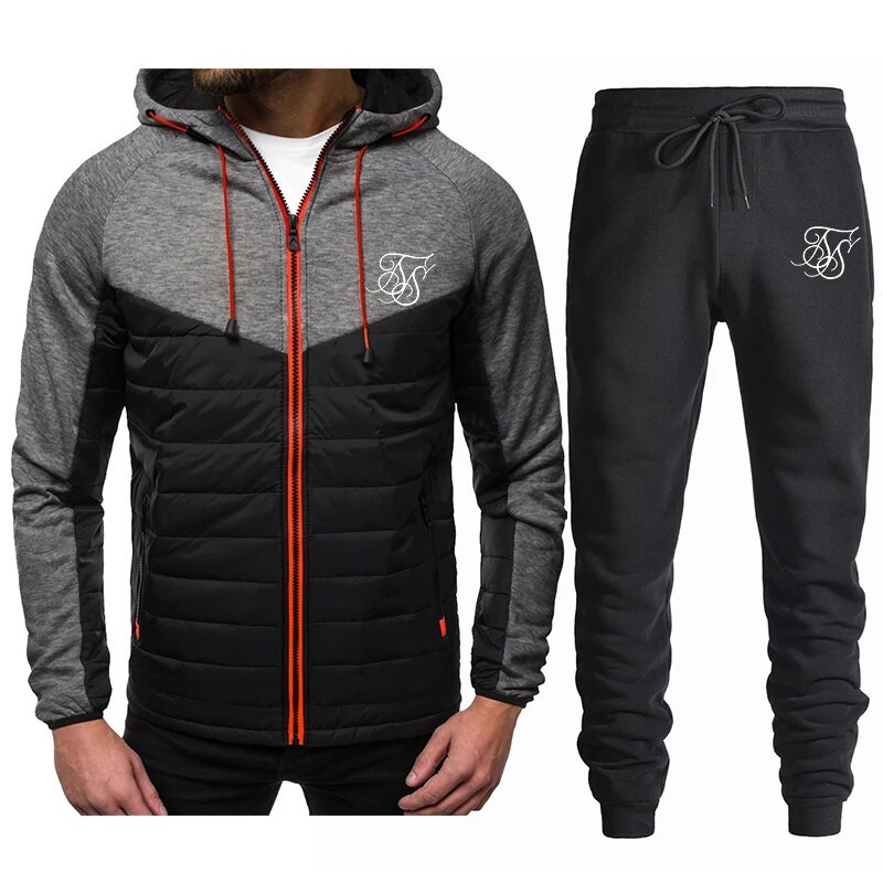 SIK SILK 2023 Мъжко палто Топло бизнес ежедневно суичър Палто с цип+панталон Мъжки спортен пуловер през есента и зимата