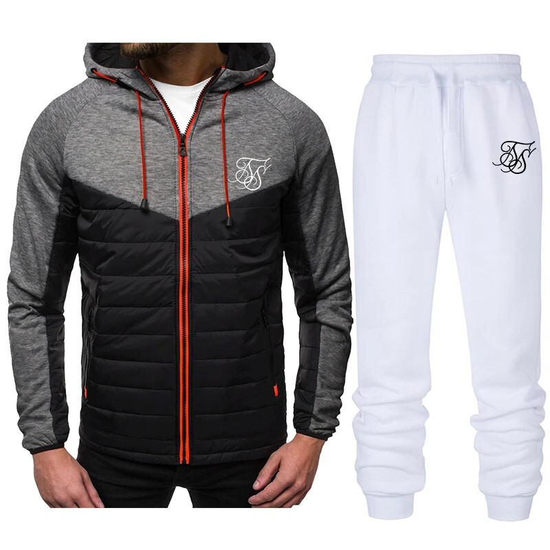 SIK SILK 2023 Мъжко палто Топло бизнес ежедневно суичър Палто с цип+панталон Мъжки спортен пуловер през есента и зимата