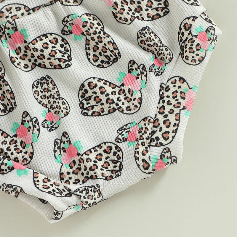 Прохождащи бебета и момичета Комплект дрехи от 2 бр. Прекрасни летни детски тениски с къси ръкави + леопардови панталони + екипи с лента за коса Детски екипи