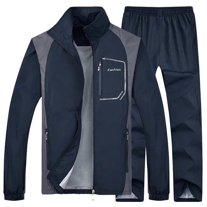 Мъжки спортен костюм Анцуг от 2 части Яке + Спортни панталони Екипировка С дълъг ръкав Джогинг Бягане Атлетичен Баскетбол Спортни комплекти костюми