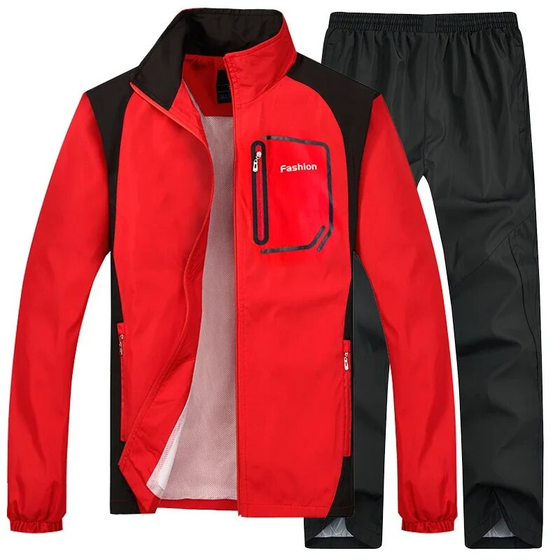 Мъжки спортен костюм Анцуг от 2 части Яке + Спортни панталони Екипировка С дълъг ръкав Джогинг Бягане Атлетичен Баскетбол Спортни комплекти костюми