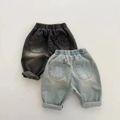 7470 Baby Pant Jeans 2023 Autumn Simple Fashion Boy`s Washed Jeans White Patch Soft Jeans Casual παντελόνι