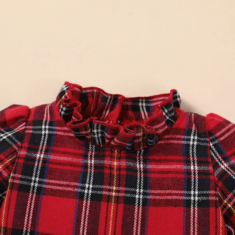 Бебешки гащеризони за момичета, карирани гащеризони с дълъг ръкав за новородени, малки деца, сладки дрехи