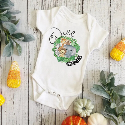 Wild One Birthday Baba Bodusuit Csecsemő 1. Születésnapi Jungle Party Outfit Fox Tiger Leo Babaruha Tipegő rövid ujjú Jumpsuit