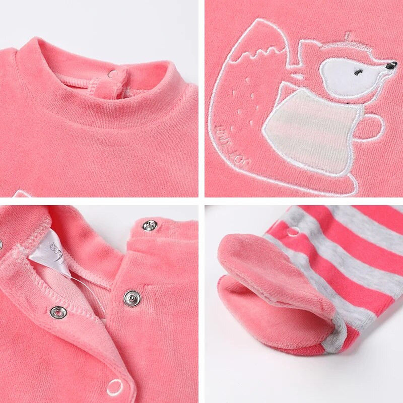 Есен 2023 Чисто нов бебешки гащеризон за момче Ежедневни сладки сладки панталони с бродирани райета Footies Гащеризон Гащеризон Новородено Бебешко облекло 0-12 м