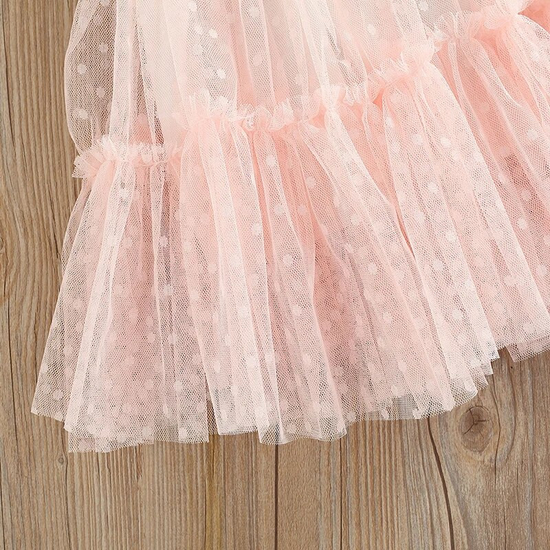 Рокля без ръкави за малко момиченце с мрежести регулируеми презрамки Прекрасна парти лятна рокля на принцеса Бебешко облекло