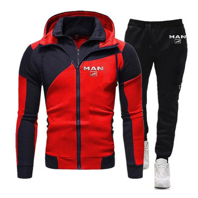 Veoauto MAN Logo 2023 meeste uus kevadine ja sügisene diagonaalne spordidress Sport vabaaja diagonaalne lukuga kapuuts + püksid ülikonnad, rõivad
